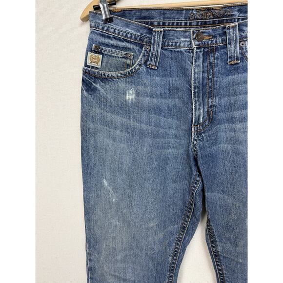 Cinch Men's Denim Jeans Sz 33x36 (34) Distressed Grunge Work Cowboy Straight Leg - Picture 4 of 16